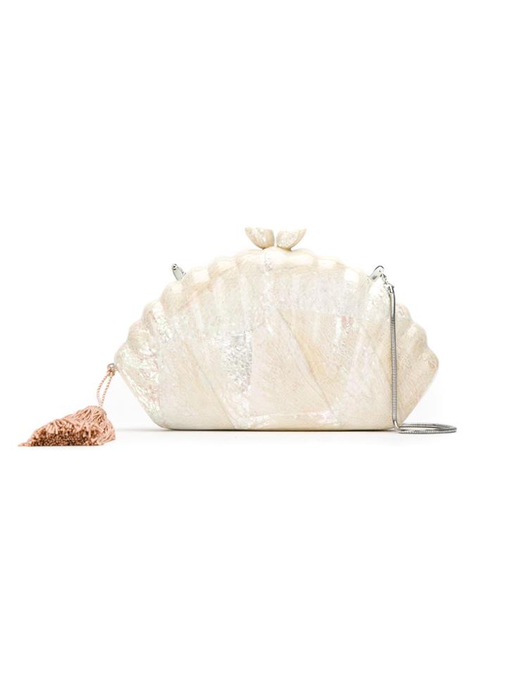 Isla Concha Mother Of Pearl Clutch Bag - White