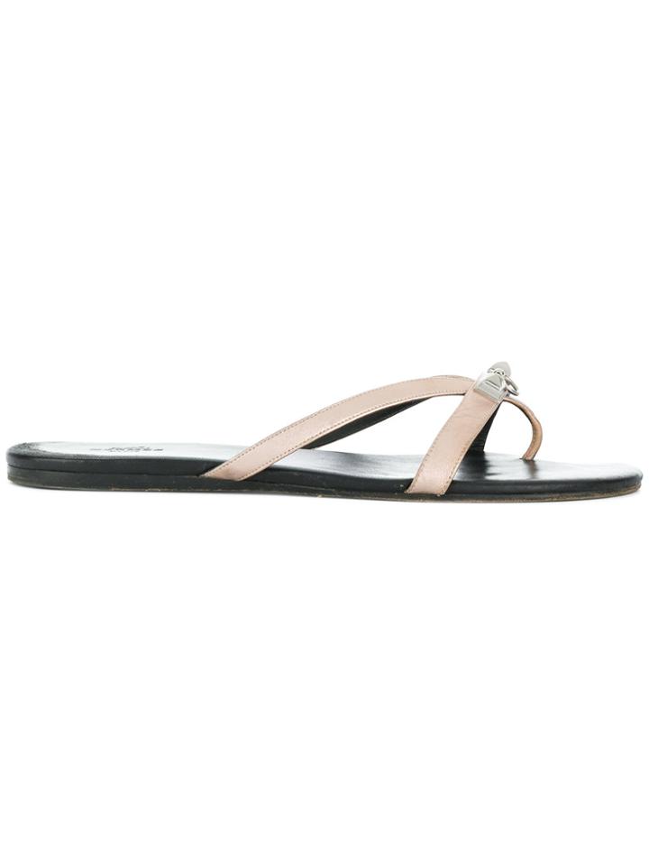 Hermès Vintage Embellished Sandals - Metallic