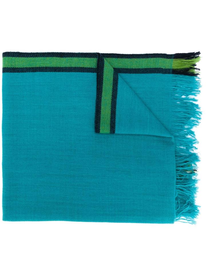 Holland & Holland Fringed Cashmere Scarf - Blue
