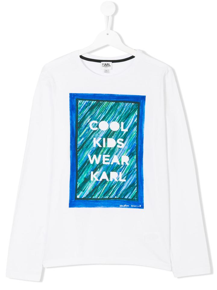 Karl Lagerfeld Kids Printed Long Sleeved T-shirt - White