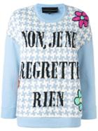 Michaela Buerger Woven Houndstooth Quote Sweatshirt, Women's, Size: Xs, Blue, Cotton/polyester/merino/lurex