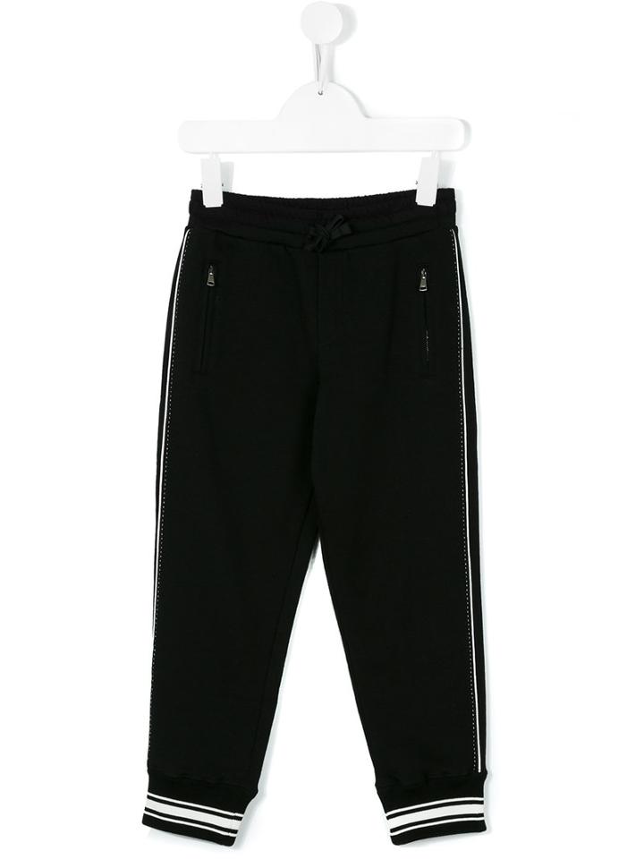 Dolce & Gabbana Kids - Striped Trim Track Pants - Kids - Cotton - 4 Yrs, Black