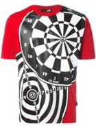 Love Moschino Dartboard Print T-shirt, Men's, Size: Large, Red, Cotton