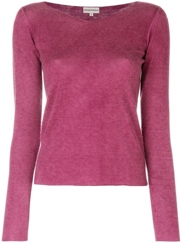 Emporio Armani Pre-owned Long Sleeve V-neck Knitted Top - Pink