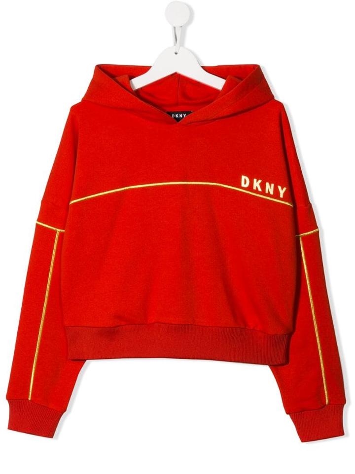 Dkny Kids Teen Cropped Logo Hoodie - Red