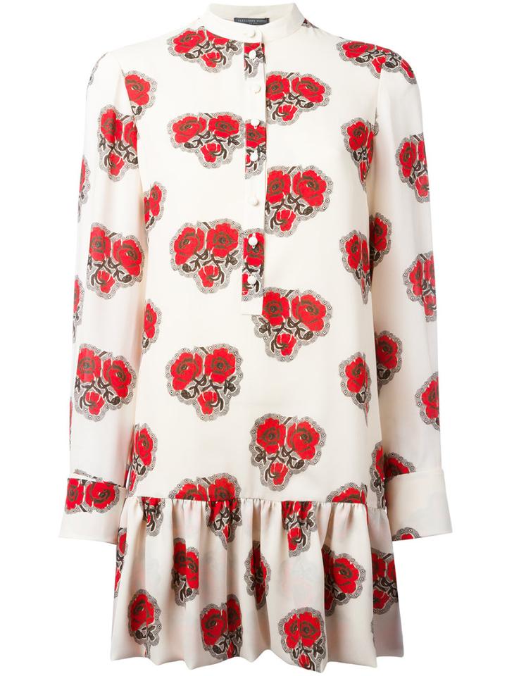Alexander Mcqueen Floral Shirt Dress, Women's, Size: 40, Nude/neutrals, Silk