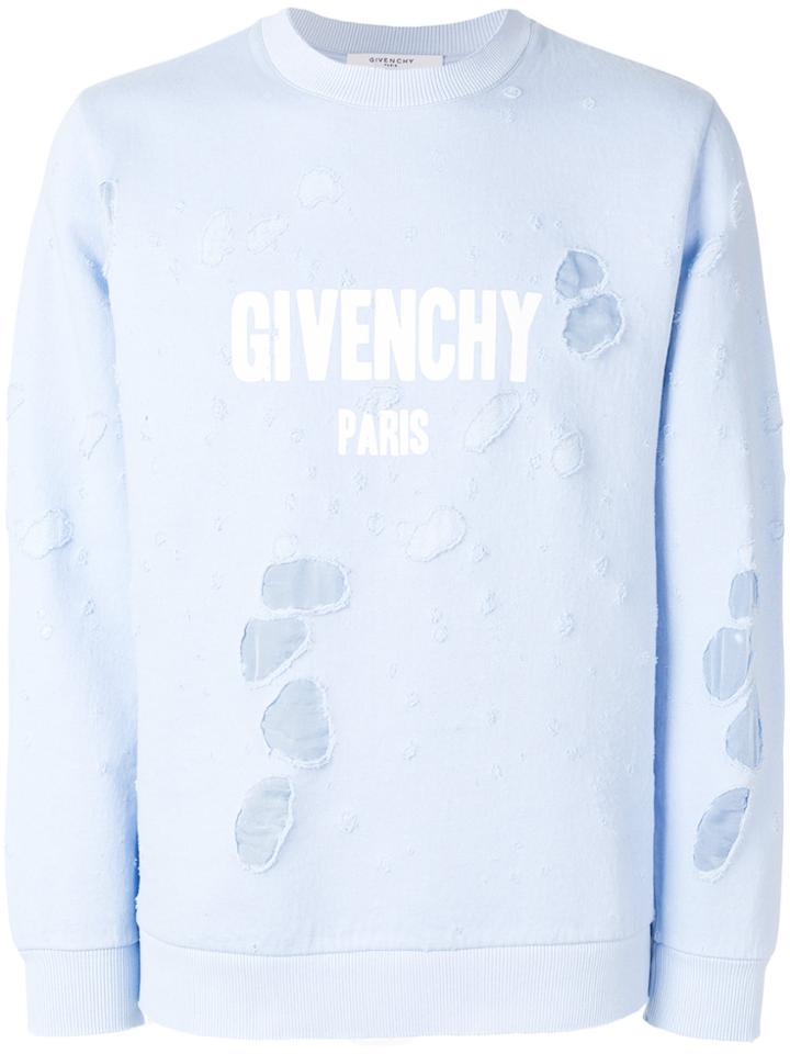 Givenchy Destroyed Logo Sweatshirt - Blue