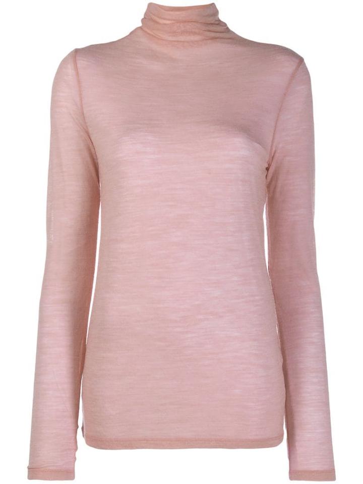 Semicouture Turtleneck Sheer Jumper - Pink