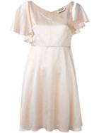 Saint Laurent Flutter Sleeve Satin Dress - Pink