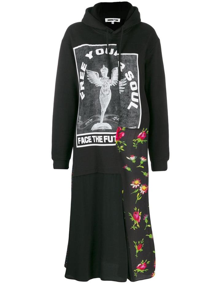 Mcq Alexander Mcqueen Decon Floral Oversized Dress - Black