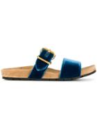 Prada Velvet Slider Sandals - Blue