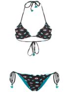 Brigitte Printed Triangle Bikini Set, Women's, Size: Pp, Black, Polyamide/spandex/elastane