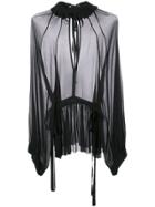 Ann Demeulemeester Sheer Oversized Sleeve Blouse - Black