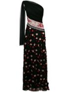 Talbot Runhof Floral Embroidered One-shoulder Dress - Black