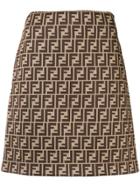 Fendi Ff Logo Skirt - Brown