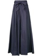 Max Mara Flared Spotted Bow Detail Skirt - Blue