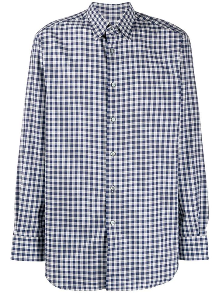 Brioni Gingham Print Shirt - Blue