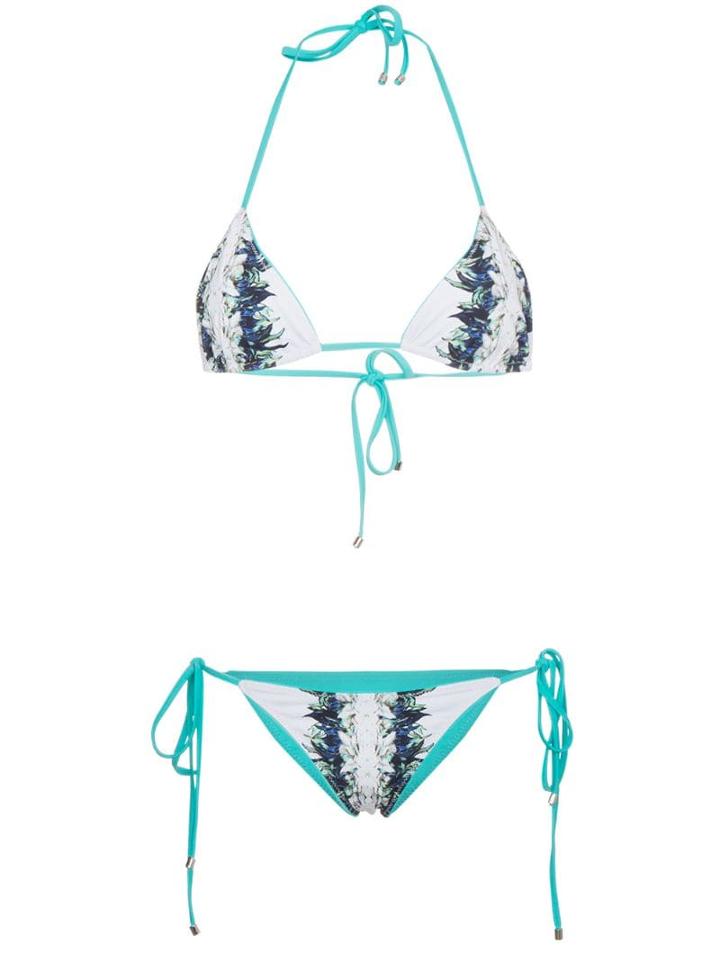 Belusso Feather Printed Reversible Bikini - White