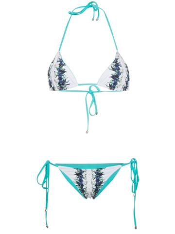 Belusso Feather Printed Reversible Bikini - White