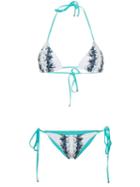 Belusso Feather Printed Reversible Bikini - White