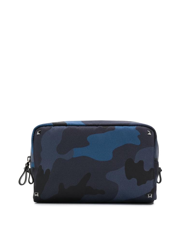 Valentino Camouflage Print Wash Bag - Blue