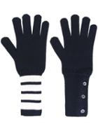 Thom Browne Knit Gloves, Men's, Blue, Cashmere