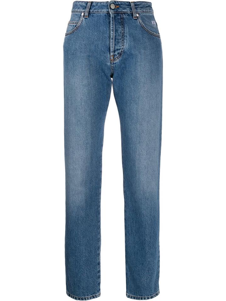 Msgm Broken-heart Straight Leg Jeans - Blue