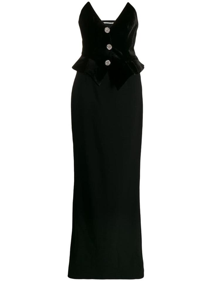 Alessandra Rich Velvet Bodice Dress - Black