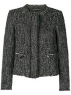 Luisa Cerano Zip Pocket Tweed Jacket - Black