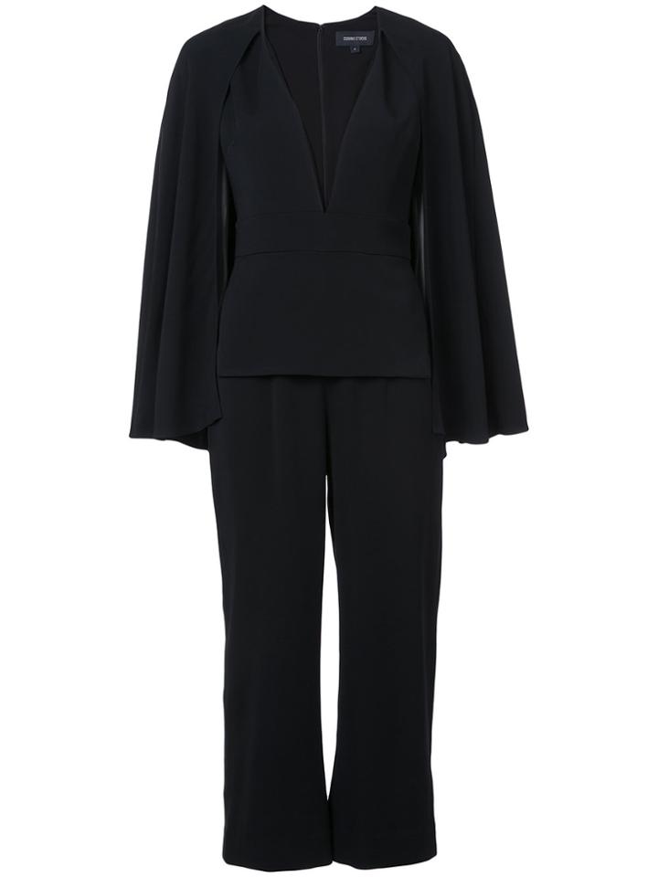 Cushnie Et Ochs Long Sleeve Plunge Neck Jumpsuit - Black