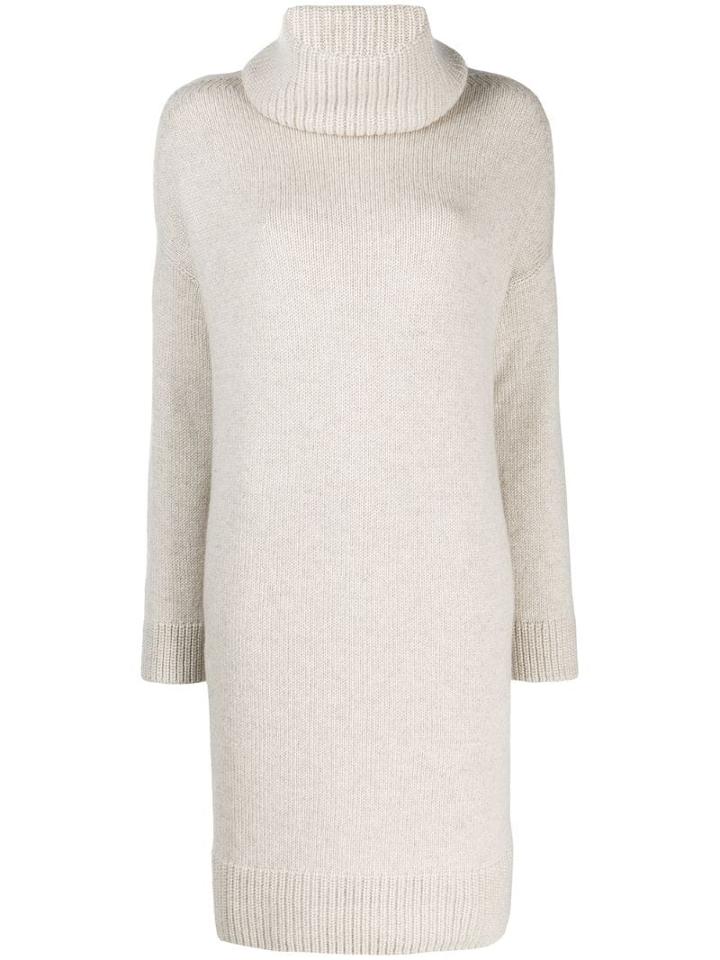 Loro Piana Removable Collar Sweater Dress - Neutrals