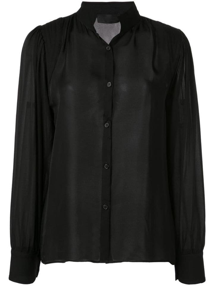 Nili Lotan Puff Sleeve Blouse - Black