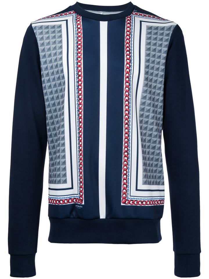 Yoshio Kubo - Printed Panel Sweatshirt - Men - Polyester - 1, Blue, Polyester