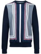 Yoshio Kubo - Printed Panel Sweatshirt - Men - Polyester - 1, Blue, Polyester