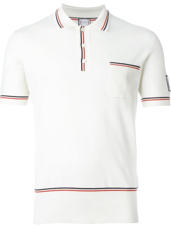 Moncler Gamme Bleu Contrast Trim Polo Shirt, Men's, Size: Xl, Nude/neutrals, Cotton