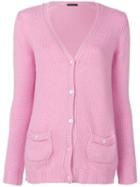 Incentive! Cashmere - V-neck Cardigan - Women - Cashmere - M, Pink/purple, Cashmere