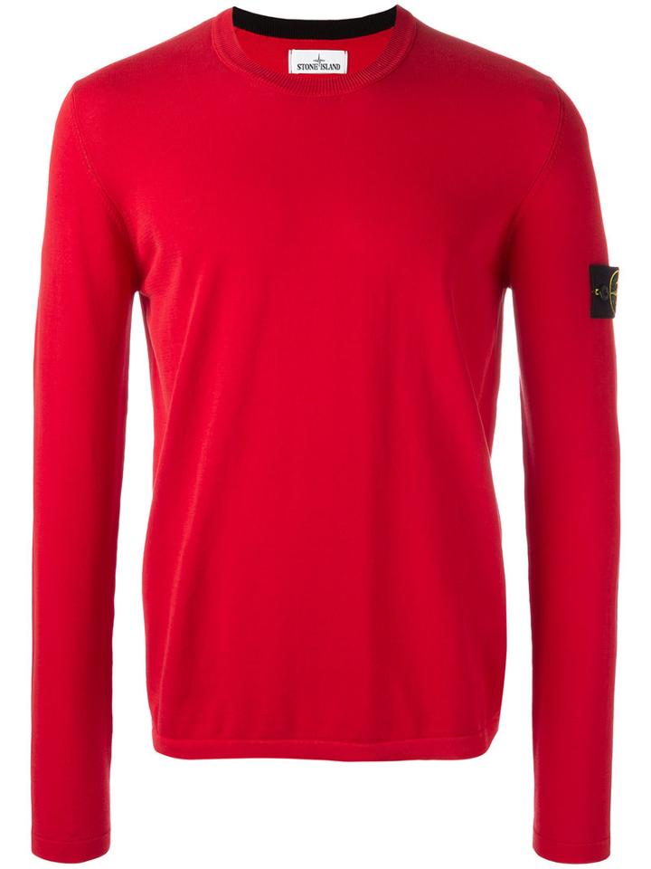 Stone Island Round Neck Jumper, Men's, Size: Xl, Red, Cotton