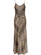 Ganni Leopard Print Slip Dress - Brown