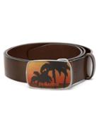 Dsquared2 Palm Tree Buckle Belt, Men's, Size: 90, Brown, Leather