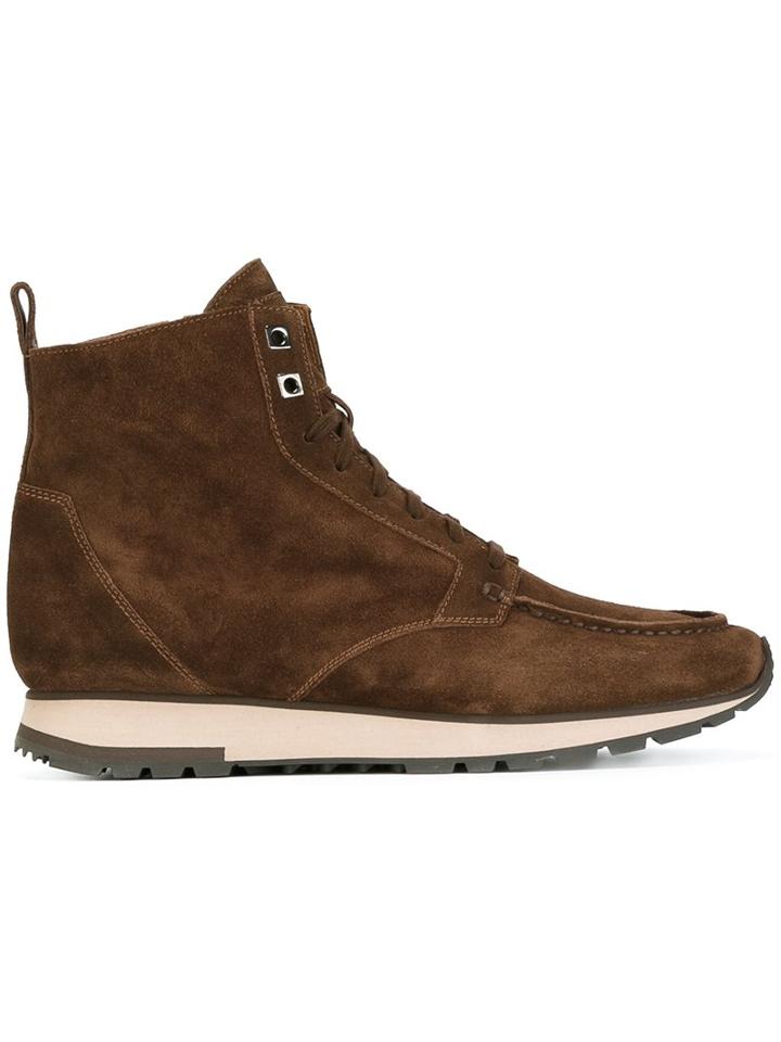 Santoni Lace-up Square Toe Boots