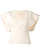 Jacquemus - V-neck Shortsleeved Sweater - Women - Cotton - 38, Nude/neutrals, Cotton
