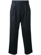 En Route Pleated Detailing Cropped Trousers, Men's, Size: 2, Black, Wool
