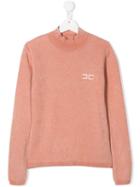 Elisabetta Franchi La Mia Bambina Ribbed Turtle Neck Jumper - Pink