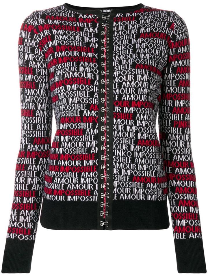 Pinko Lettering Cardigan - Black