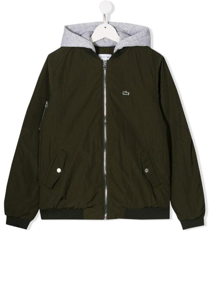 Lacoste Kids Contrasting Hood Jacket - Green