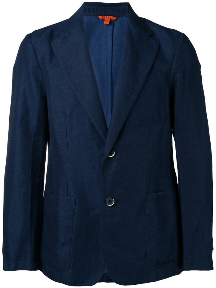 Barena Two Button Blazer, Men's, Size: 48, Blue, Cotton/linen/flax