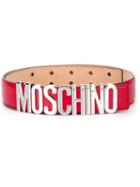 Moschino Logo Plaque Belt, Adult Unisex, Size: 100, Red, Leather/metal (other)