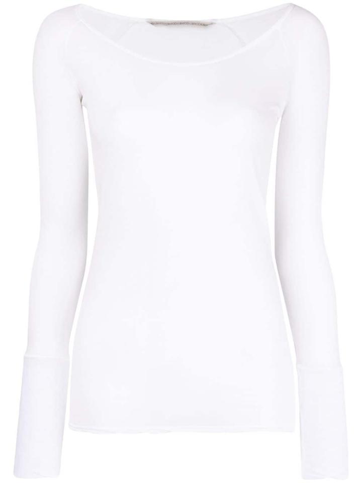 Humanoid Scoop Neck Long Sleeve Top - White