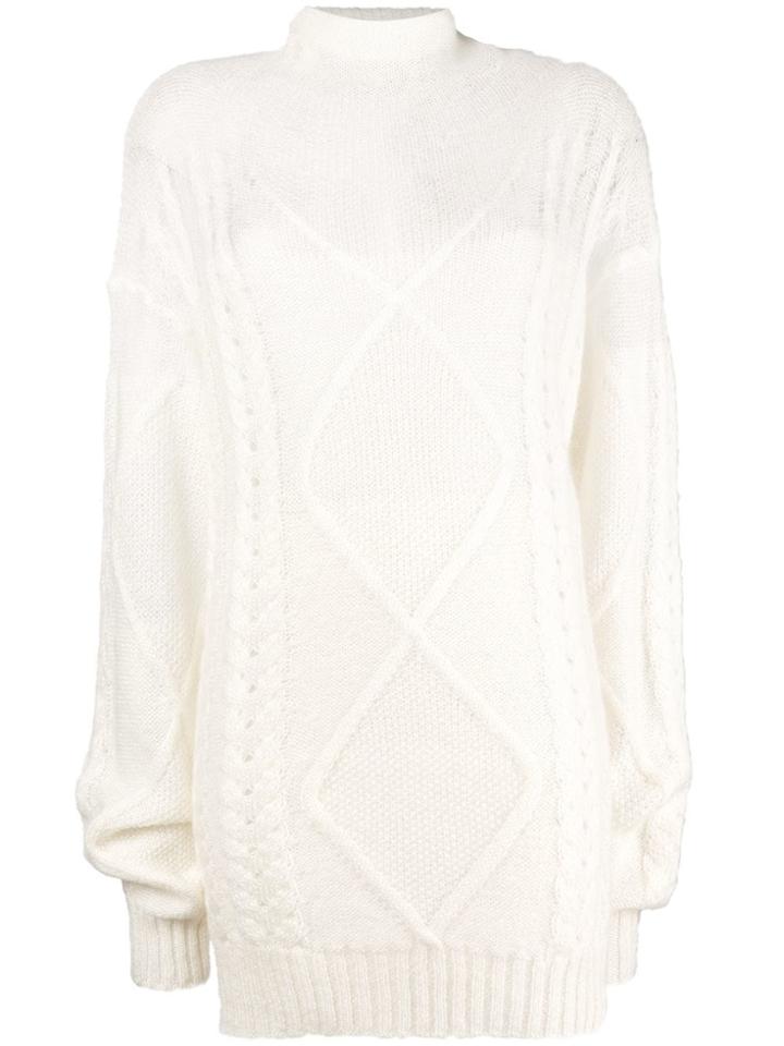 Maison Margiela Sheer Cable Knit Sweater - White