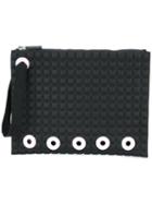 No Ka' Oi - Textured Zipped Clutch - Women - Polyurethane - One Size, Women's, Black, Polyurethane